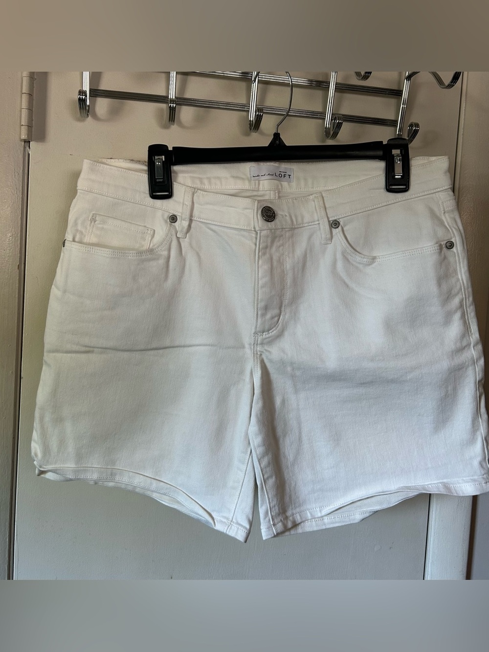 LOFT White Stretch Denim Jean Shorts